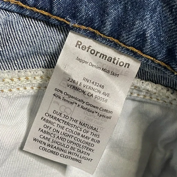 Reformation Jagger Denim Midi Skirt in Hemlock